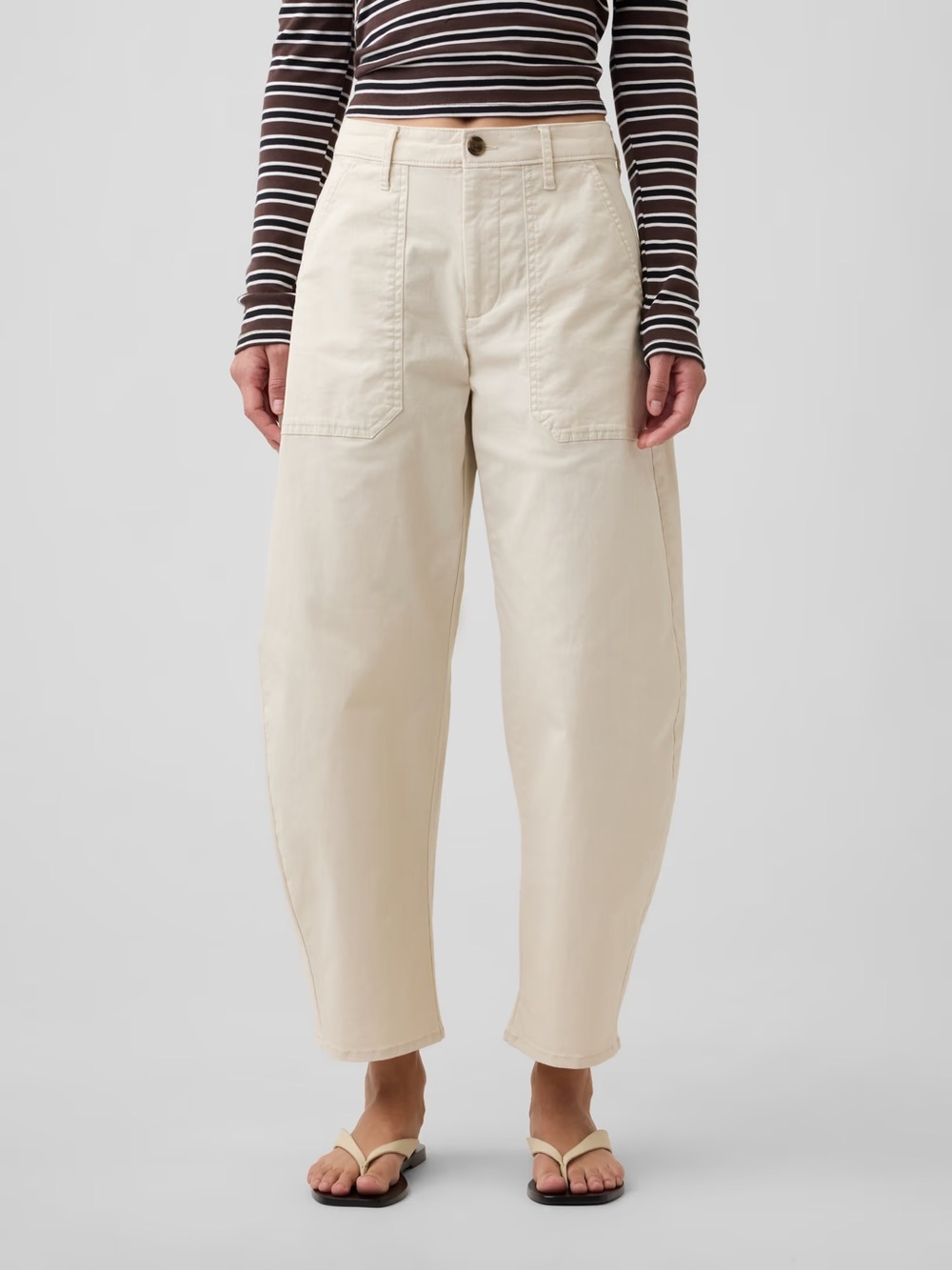 Gap Mid Rise Barrel Khakis